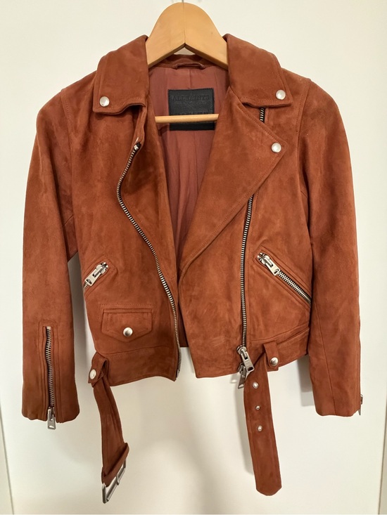 All Saints Jackets & Blazers - All Saint Suede Leather Jacket in Rich Rust